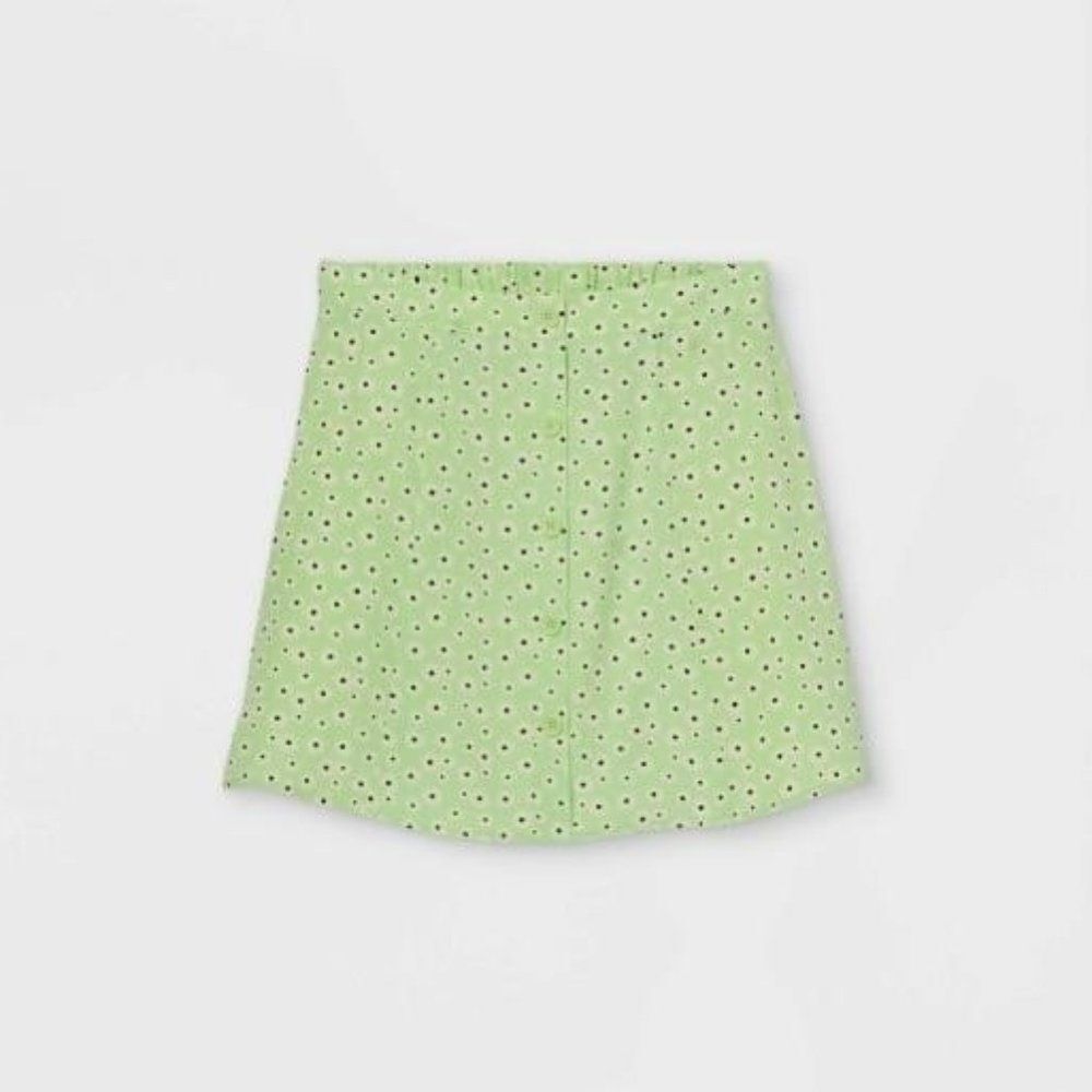 New Art Class High Waist Button Front Floral Skirt Brilliant Mint